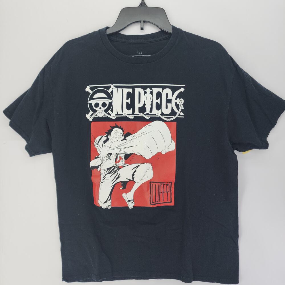 One Piece Luffy Straw Hat Jolly Roger Ripple Junction Graphic Tee Black L